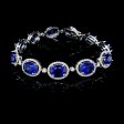 PREORDER | Sapphire Gemstones Oval Eternity Diamond Bracelet 14kt For Sale