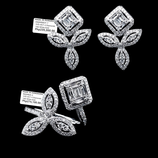 PREORDER | Square Marquise Deco Diamond Jewelry Set 14kt Online Hot Sale