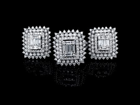 PREORDER | Square Deco Statement Diamond Jewelry Set 14kt Online Hot Sale