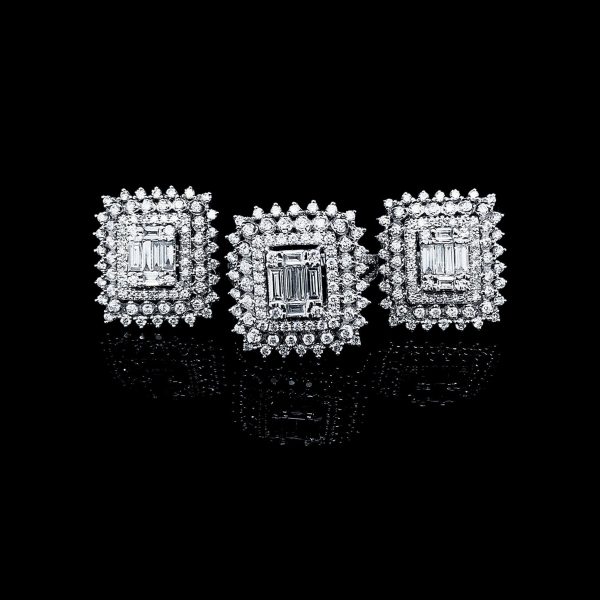 PREORDER | Square Deco Statement Diamond Jewelry Set 14kt Online Hot Sale