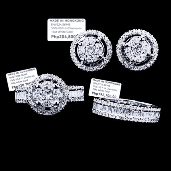 PREORDER| Round Invisible Setting Paved Diamond Jewelry Set 14kt Sale