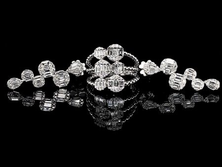 PREORDER | Round Deco Baguette Diamond Jewelry Set 14kt on Sale