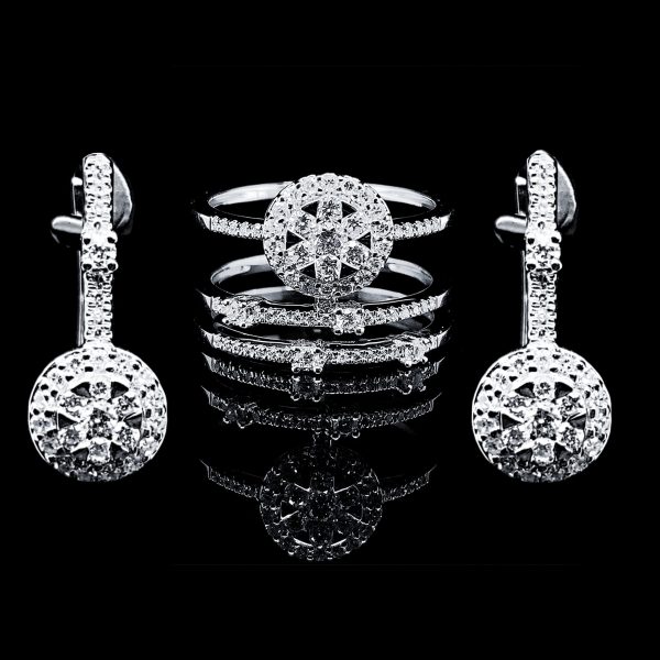 PREORDER | Round Stacked Paved Diamond Jewelry Set 14kt Cheap