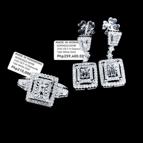 PREORDER | Square Paved Diamond Jewelry Set 14kt For Discount