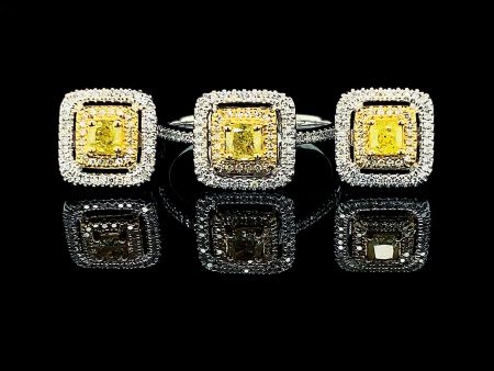 PREORDER | Yellow Square Halo Colored Diamond Jewelry Set 14kt Online Sale