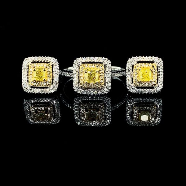 PREORDER | Yellow Square Halo Colored Diamond Jewelry Set 14kt Online Sale