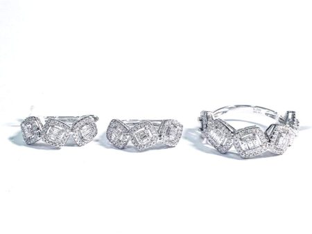 Trinity Square Half Eternity Diamond Jewelry Set 14kt Online Hot Sale