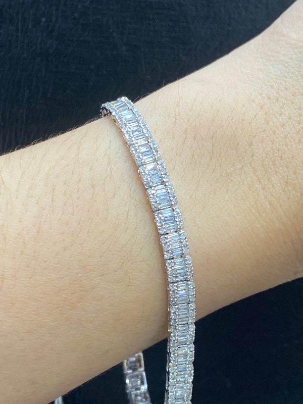 PREORDER | Square Baguette Tennis Diamond Bracelet 14kt Discount