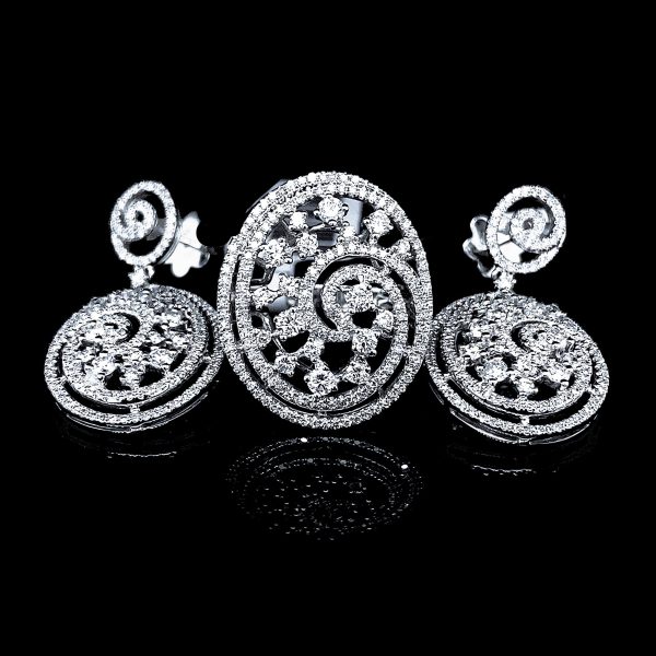 PREORDER | Spiral Oval Statement Diamond Jewelry Set 14kt on Sale