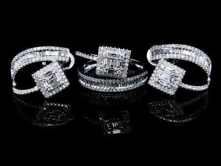 PREORDER | Square Creolle Baguette Diamond Jewelry Set 14kt Discount