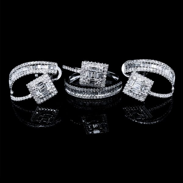 PREORDER | Square Creolle Baguette Diamond Jewelry Set 14kt Discount