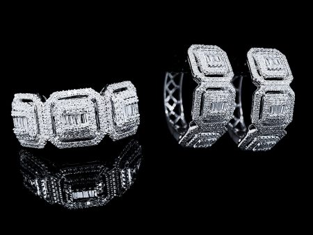 Trio Square Diamond Jewelry Set 14kt Online