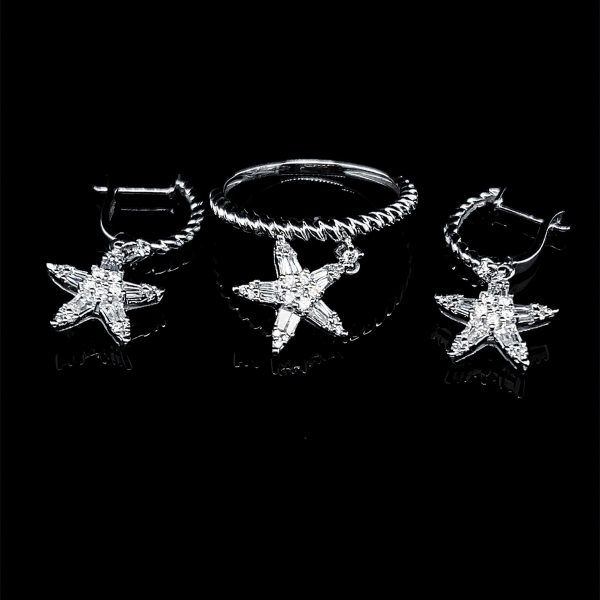 PREORDER | Star Paved Deco Shape Diamond Jewelry Set 14kt Online now