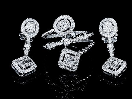 PREORDER | Square Oval Dangling Diamond Jewelry Set 14kt Discount